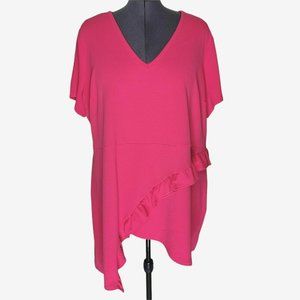 Lane Bryant Dress Ruffled Asymmetrical Short Sleeve Pullover Stretchy